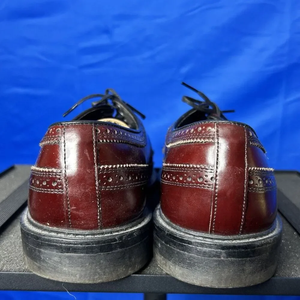 Vtg Stuart McGuire Mens Burgundy Leather Wingtip Oxford Dress Shoe Sz 10 Brogue